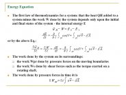 Energy Equation The First Law