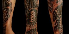 Biomechanical arm tattoos