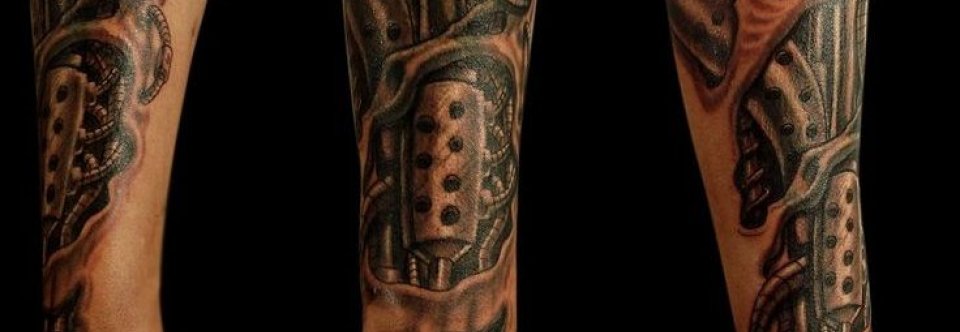 Biomechanical arm tattoos