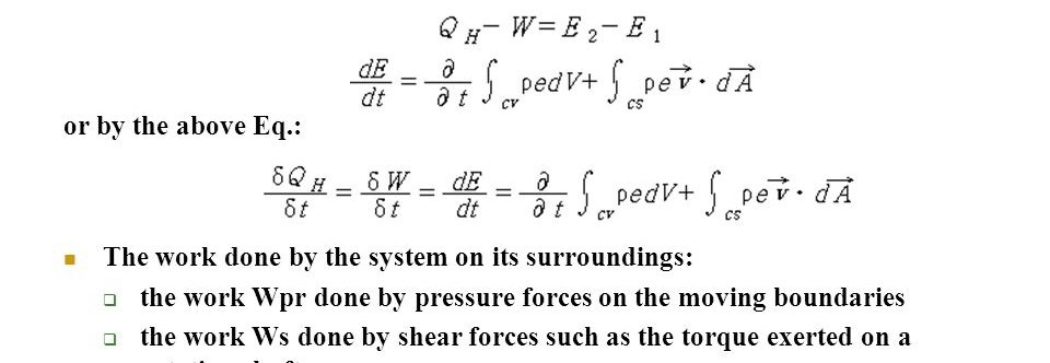 First law Thermodynamics equation