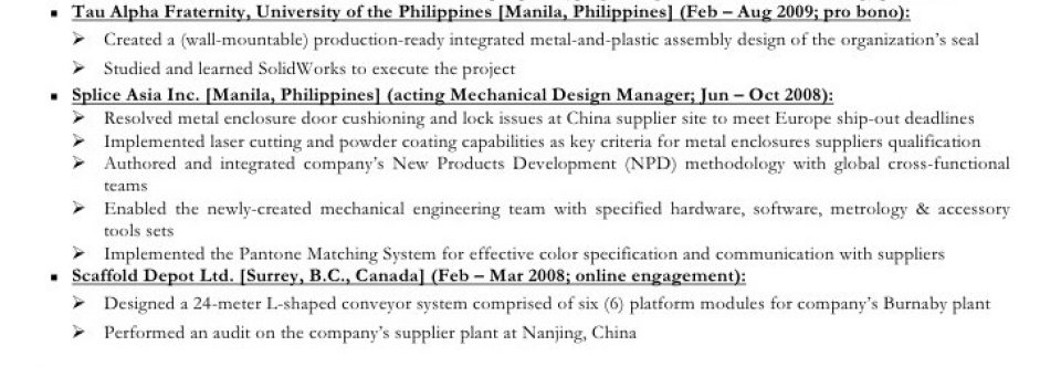 Mechanical Design Engineer Sample Resume