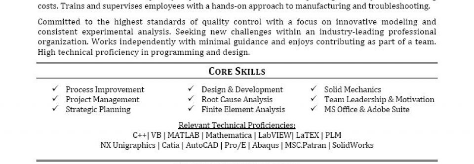 Sample Resume for Mechanical Design Engineer